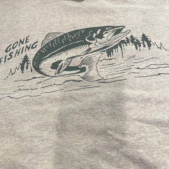 Vintage mini Boden T-shirt gone fishing green short sleeve 100% cotton top 9-10 - Picture 5 of 7